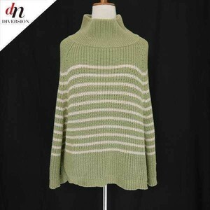 BED&BREAKFAST ベットアンドブレックファスト Loose Border Knit ボーダー ニット ポンチョ KHAKI MIX USUAL