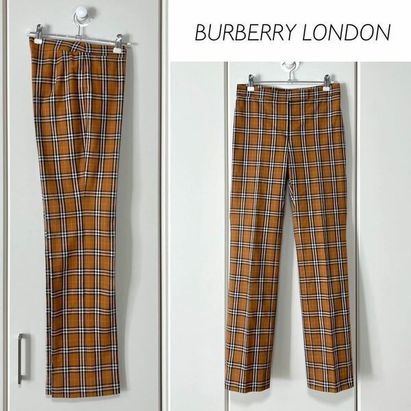 【美品】Burberry London ノバチェックセンタープレスパンツ