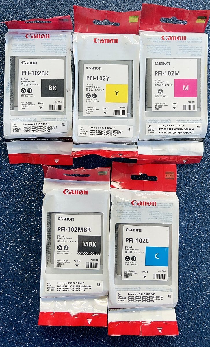 公式の PFI-102 純正インクタンク 新品 5色セット 未開封 Canon PC周辺