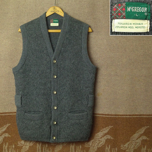 75%mo hair [McGREGOR] 60s Mohair Wool Cardigan Vest / 60 period makrega- cardigan the best wool knitted Vintage 50s70s