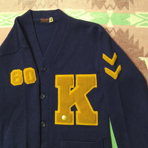 si Neal [WILSON] 50s60s Varsity Letterman Cardigan/ 50 period letter do cardigan Wilson knitted military Vintage 40s70s