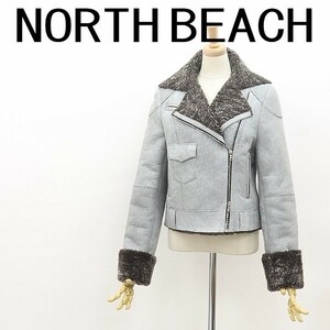 ◆NORTH BEACH ノースビーチ ムートン ダブル ライダース ジャケット グレー M