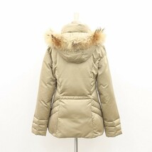 茶タグ◆MONCLER モンクレール ラクーンファー付 フーデッド ダウン コート ジャケット ベージュ 0 国内正規品_画像2