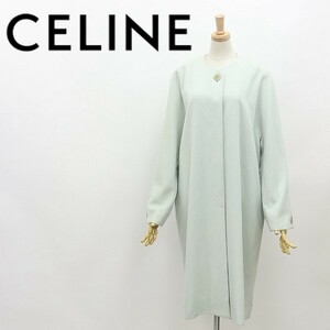 フランス製◆CELINE セリーヌ カシミヤ＆アンゴラ混 ウール ノーカラー コート 40