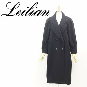 ◆Leilian レリアン カシミヤ100％ オーバーシルエット ボリュームスリーブ ロング コート 黒 ブラック 11