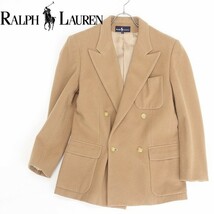 90's ヴィンテージ◆RALPH LAUREN ラルフローレン キャメル混 ウール ダブル ジャケット ベージュ 11 国内正規品_画像1