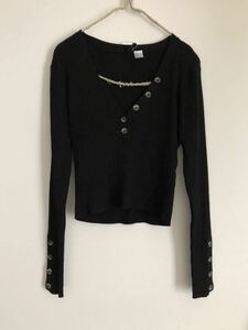 新品未使用！H&M DIVIDED エイチアンドエム★長袖リブカットソー★黒 ブラックサイズM