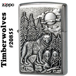zippo(ジッポーライター) Brushed Chrome Emblem Atached Timberwolves(狼）　#20855 【ネコポス対応】