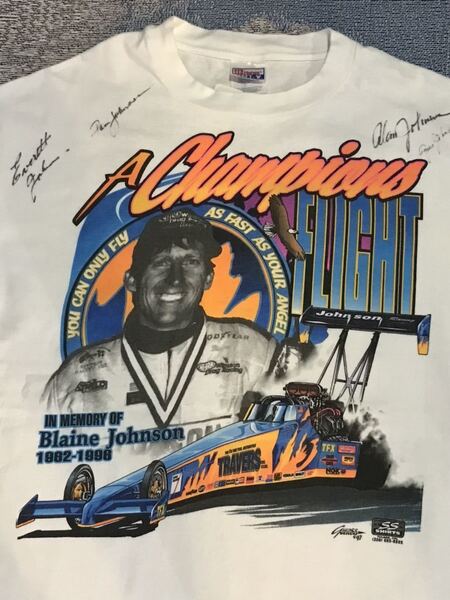 Blaine Johnson Tシャツ ゼロヨン レーシング トップフューエル レース ファニーカー マッスルカー ホットロッド 古着 アメカジ