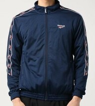 ◆新品◆ 定価7680円!! Reebok リーボック トラックジャケット ジャージ スポーツウェア フルジップ 長袖 黒紺 ネイビー メンズ XXLサイズ_画像1