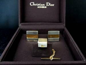 ◎№3987◎■美品■【Dior】ディオール【シルバー・ゴールド】■カフス＆タイピン・ネクタイ ピン（タイタック）セット♪