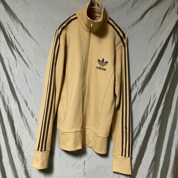 超希少 L アースカラー　adidas ビッグロゴ　入手困難　アディダス　ジャージ　美品　キャメル　ベージュ