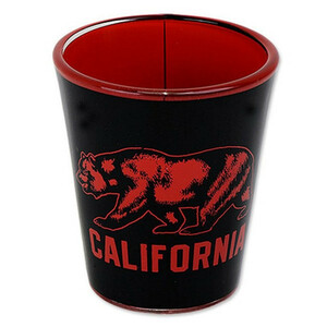 カリフォルニアベアショット　グラス　カリフォルニア　ベア　レッド／ブラックガレージ雑貨 マグカップ コーピーカップ