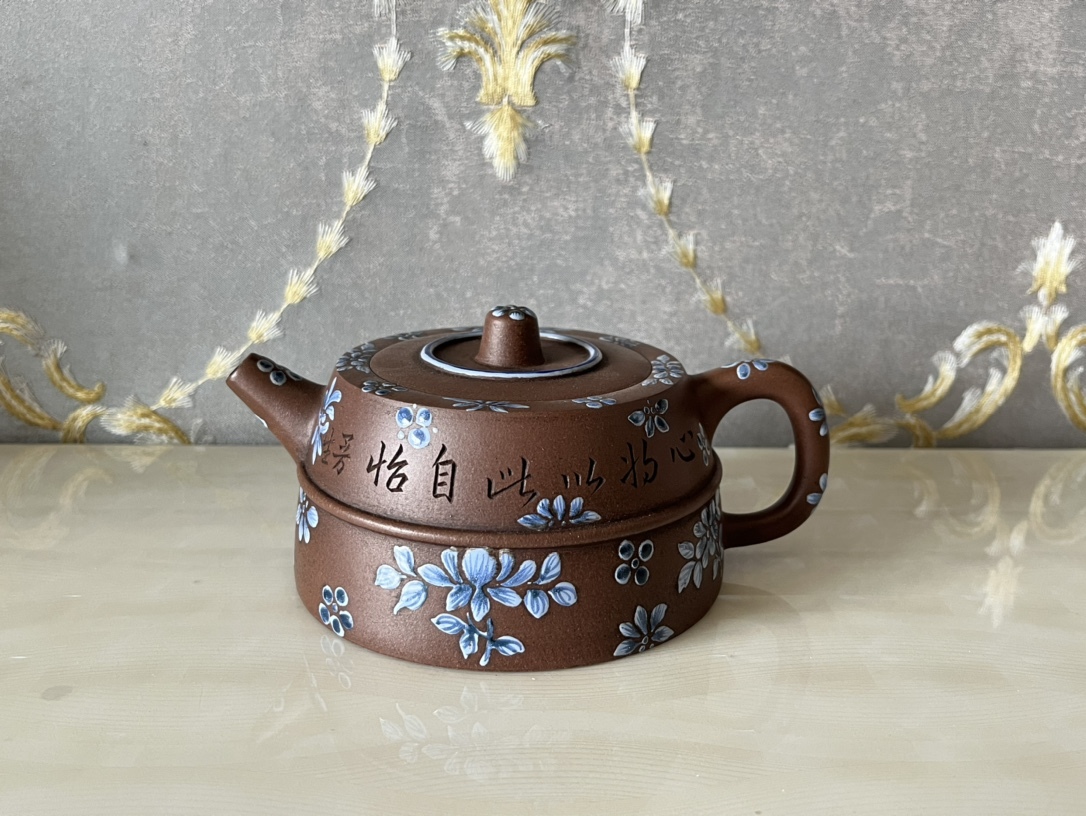 ZA0000108 中国唐物 秘蔵逸品 紫砂壺 茶道具 民国:柿扁壺 通高:8cm ...