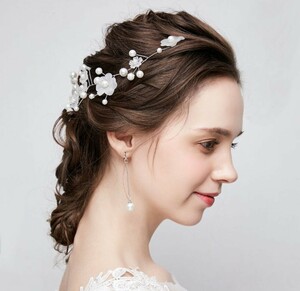 ヘアアクセサリー　髪飾り　 ヘッドドレス　花　パール　 結婚式 披露宴　発表会　成人式　七五三　ハロウィン　フォーマル