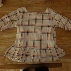 GLOBAL WORK グローバルワーク 長袖フレアブラウス チェック Sサイズ(90~100サイズ)