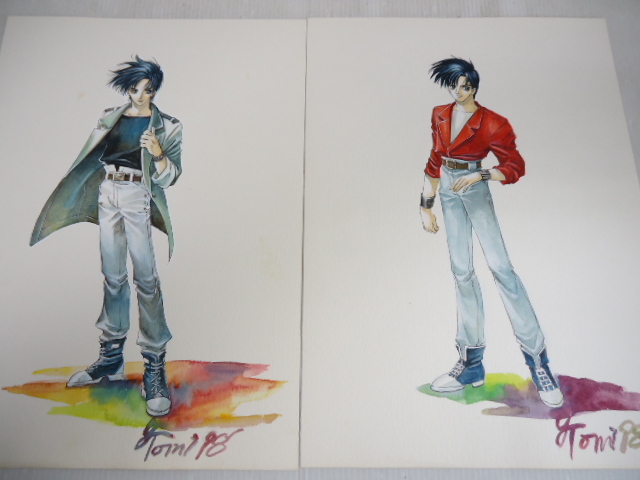 Valuable! One-of-a-kind PC game anime hand-drawn autographed watercolor color illustration set 17, 800 yen → 13, 800 yen, comics, anime goods, hand drawn illustration
