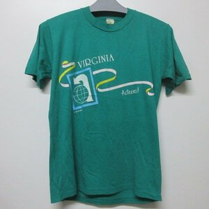 80s USA製 Tシャツ M　緑　バージニア　50/50　ヴィンテージ　ベルハシーン　アメリカ古着　sy2559