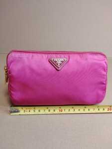 中古 PRADA プラダ ナイロンポーチ 小物入れ コスメポーチ ナイロン Prada pink nylon pouch 送料無料