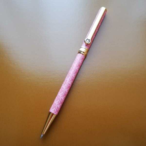 未使用　ミラショーン　ロゴマーク入り　油性ボールペン　回転式　高級ブランド文房具　ピンク