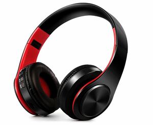 ワイヤレス　ヘッドホン ゲーミングヘッドセット 軽量 高音質（黒＋赤）Bluetooth