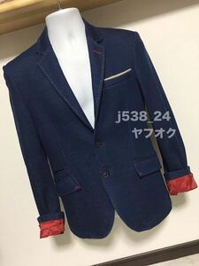 柔らか素材 美品 ZARA MAN ストレッチ テーラード ジャケット メンズ 送料520円 46 36 スーツ カジュアル スウェット ネイビー