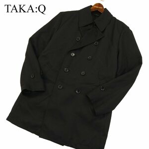 TAKA:Q タカキュー 秋冬 中綿 ライナー付き★ ベルト付き ダブルコート Sz.M　メンズ 黒　C2T09512_9#N