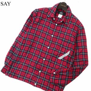 SAY STANDARD AND YOU セイ 秋冬 長袖 チェック ネル★ シャツ Sz.M　メンズ 赤　C2T10341_A#B