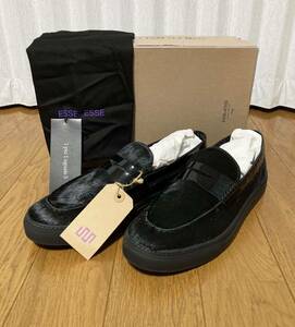 未使用 [1piu1uguale3×ESSEutESSE] 定84,240 16AW penny slip on ポニーハラコ レザースリッポン スニーカー 45 29cm ブラック イタリア製