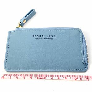 【新品】薄型　小銭入れ　カードケース　L字 ファスナー 財布 コインケース　フラグメントケース　水色