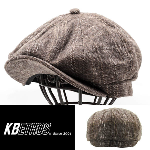 キャスケット 帽子 メンズ ケービーエトス KB ETHOS Plaid Button Ascot ウール混 ブラウン L/XLサイズ KBW-326-BRN 正規品