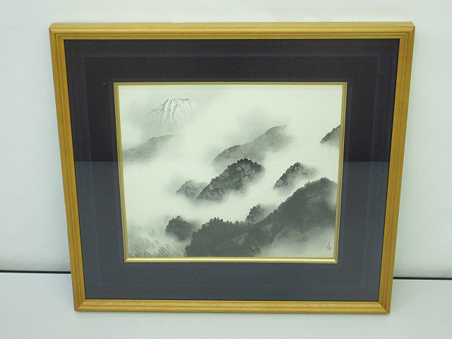 ★sz0195 Framed Yokoyama Taikan Raindrops Framed colored paper Reproduction Landscape Japanese painting Art Monotone Interior art★, Painting, Japanese painting, Landscape, Wind and moon