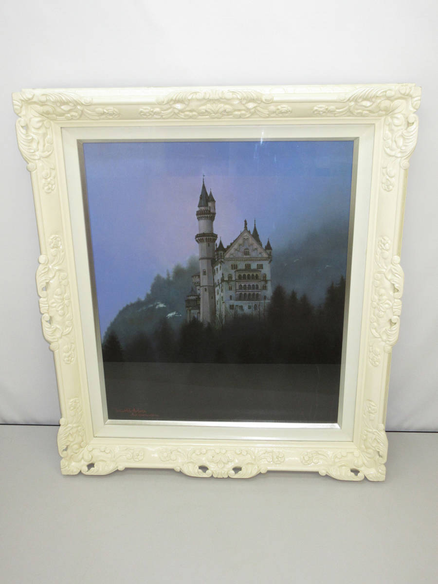 ★sz0183 Authenticité garantie Encadré Hiroshi Nakase (Joseph Nakase) Château de Neuschwanstein flottant dans la lumière du soir Brume matinale Signé par l'auteur N° F20★, peinture, peinture à l'huile, Nature, Peinture de paysage