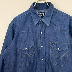 希少《 Dead Stock / Denim Western / 27MW 》70s 80s デッド【 Wrangler デニム ウエスタンシャツ 16.5×34 ビンテージ アメリカ製 】