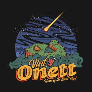 【ロングTシャツ】　『Visit Onett』　オネット　MOTHER2　ブラック　S／M／L／XL