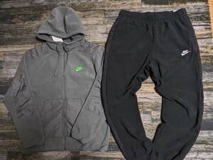  remainder little 2XL Nike thick / ultimate . winter fleece top and bottom set inspection embroidery Logo full Zip Parker pants Sherpa gray / black / black XXL