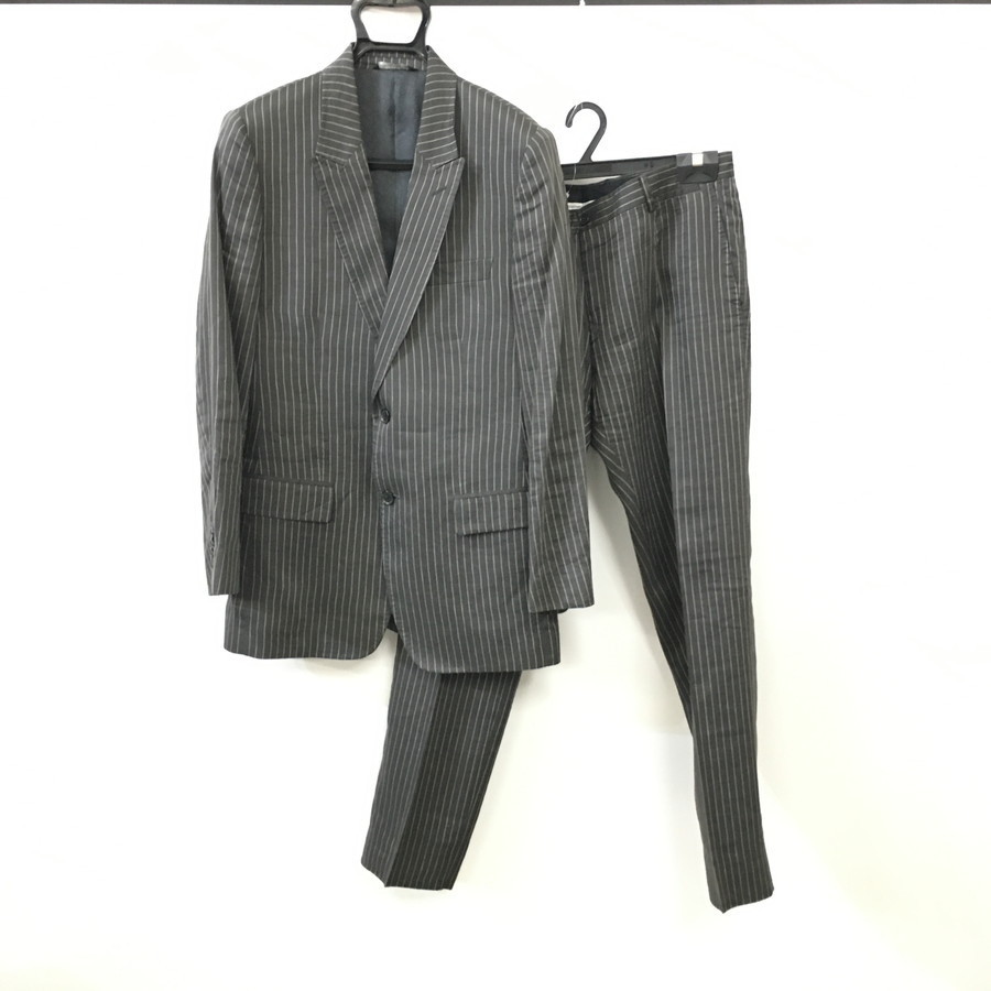 美品◎D&G ドルガバ 黒 ブラック ストライプ タキシード スーツ