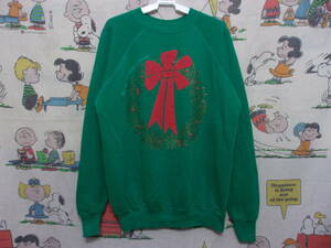 80s Pannill リボン Happy Holidays Atlanta スウェットシャツ XL 80年代 ハッピー ホリデイズ アトランタ US古着 Xmas クリスマス