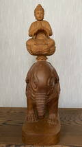 普賢菩薩像 仏像　象 仏様　木彫り　彫刻　オブジェ　置物　飾り Buddha on Elephants_画像1