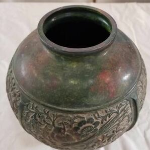 G048 花瓶　壺　アンティーク　花器　中古 高岡銅器