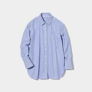 ユニクロ　ＷＯＭＥＮ　コットンストライプシャツ　ブルー　Ｍサイズ　