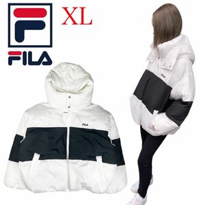 * стандартный товар новый товар *FILA filler жакет FL6573 внешний пальто полиэстер материалы женский зима место теплый защищающий от холода с хлопком белый XL размер 