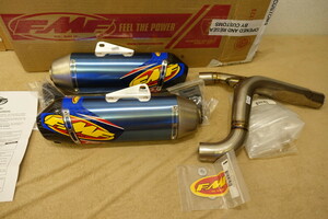  out of print unused *FMF Racing CRF250R (14-17) Factory 4.1 RCT titanium blue anodized aluminum dual slip-on muffler carbon end 041530