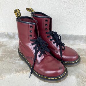 Dr.Martens 23cm - ikatto Cherry красный женский Британия UK4 ботинки Martin Dr. Martens 8 отверстие надеть обувь ... растягивать . обувь шнур 