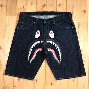 シャーク デニム ハーフパンツ Lサイズ a bathing ape BAPE shark denim shorts pants エイプ ベイプ アベイシングエイプ ショーツ m11