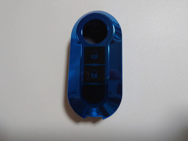フィアット500(Fiat500)用 鏡面塗装タイプ キーケース 本体色：ブルー