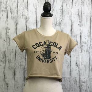 GYDA　ジェイダ　COCA-COLA UNIVERSITYショートTシャツ　Fサイズ　ベージュ　刺繍　S7-175　USED