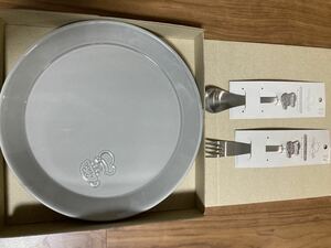 [Ограниченные предметы, неиспользованные] Kirby Cafe Decoroplate L Grey Minder Folk Diners Poon 3 -Piece Set Tableware Kirby Cafe Kirby