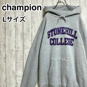 Champion チャンピオン カレッジパーカー スウェットパーカーL 霜降りグレー ストーンヒル大学 ビッグサイズ ビッグシルエット 22-152