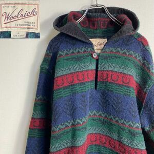 【即決】USA製 ★ woolrich ウールリッチ ★ メキシカン パーカー ウールニット フード アメリカ製 ビンテージ 80's〜 希少